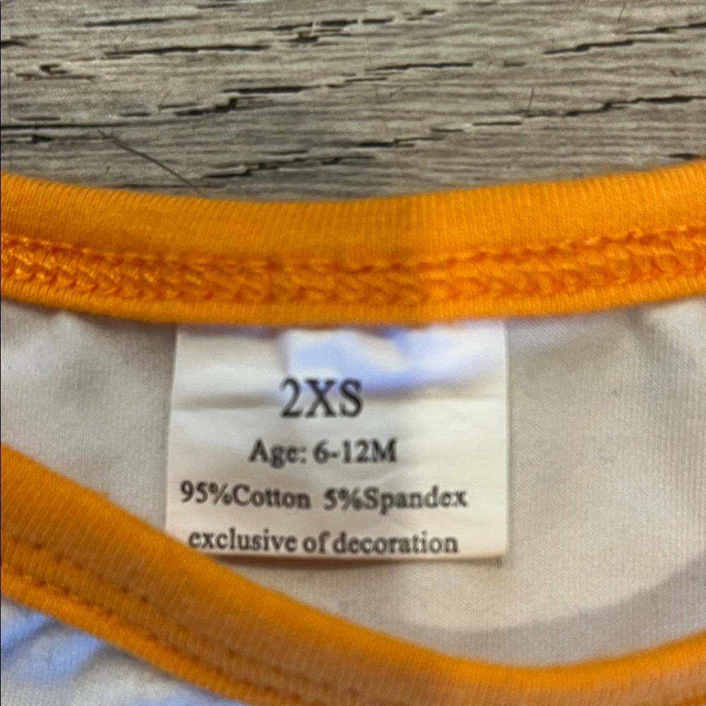 Orange and White University of Tennessee Kids Outfit Size 6-12 mos - Picture 2 of 5